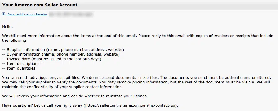 Canned reply from Amazon 