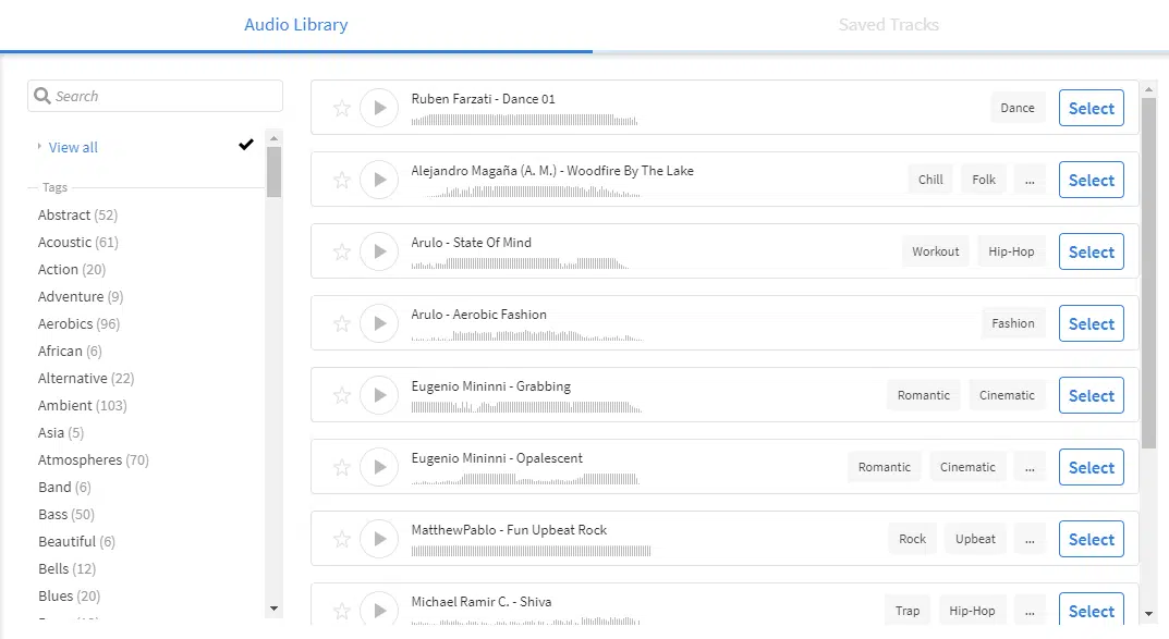 Placeit music library