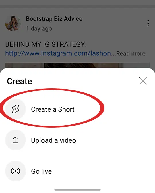 Create a YouTube short