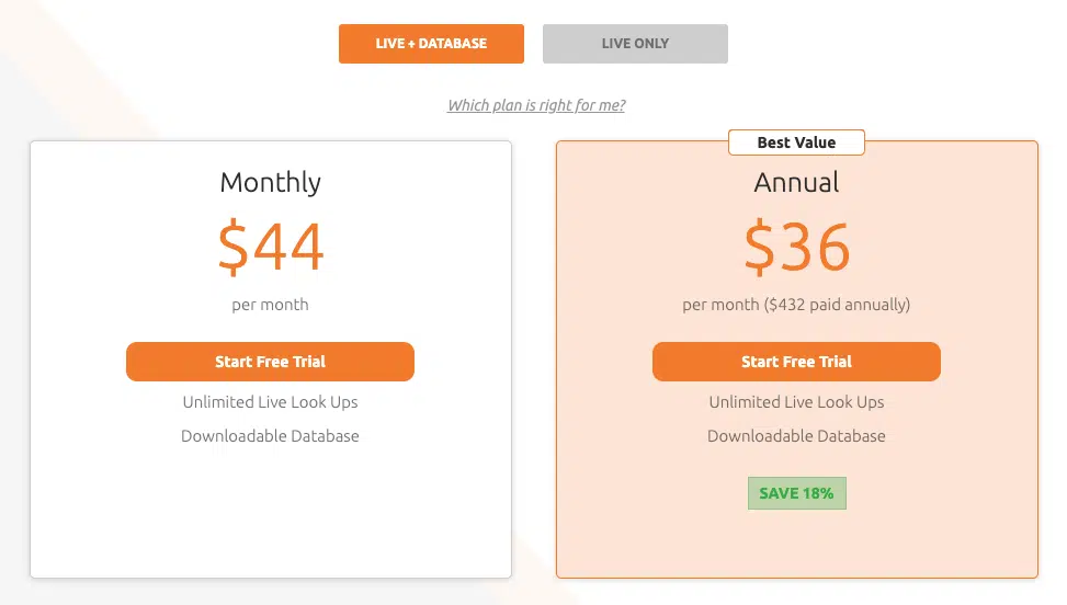 ScoutIQ Live+Database Pricing