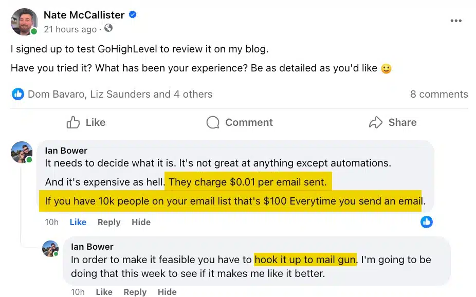 GoHighLevel Email Costs