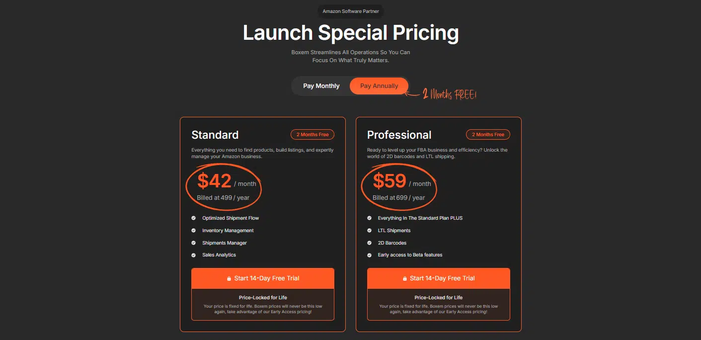 Boxem Amazon tool pricing table