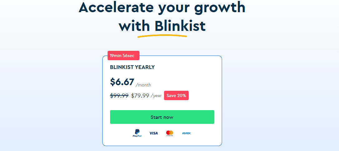 blinkist pricing table