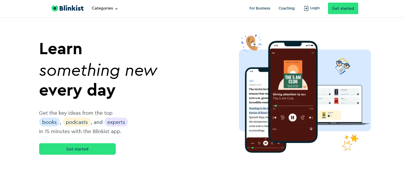 Blinkist homepage