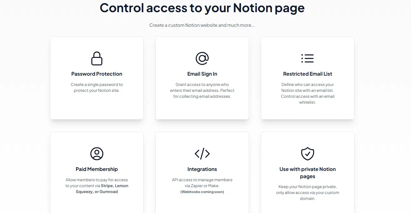 Control access to your Notion page